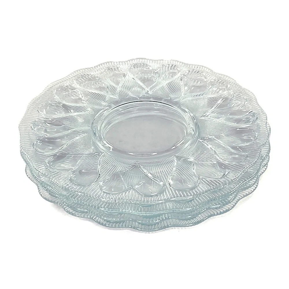 Williams Sonoma Vintage Clear Embossed Hearts Dessert Plates - 4